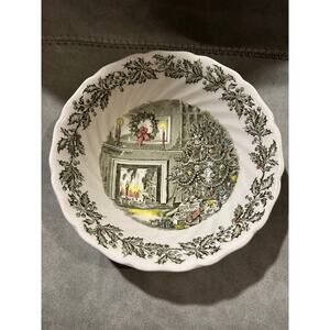 Johnson Bros Merry Christmas Green Floral Ironstone Transferware Dinner Plate